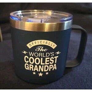 Insulated Stainless Steel Coffee Mug with Sliding Lid - Coolest Grandpa New